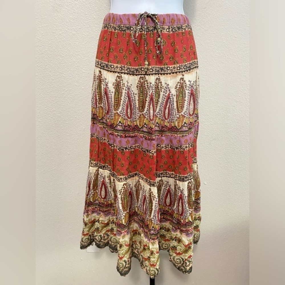 Whimsical Tiered Maxi Skirt S Cottagecore Fairy Festival Boho Eclectic Earthy
